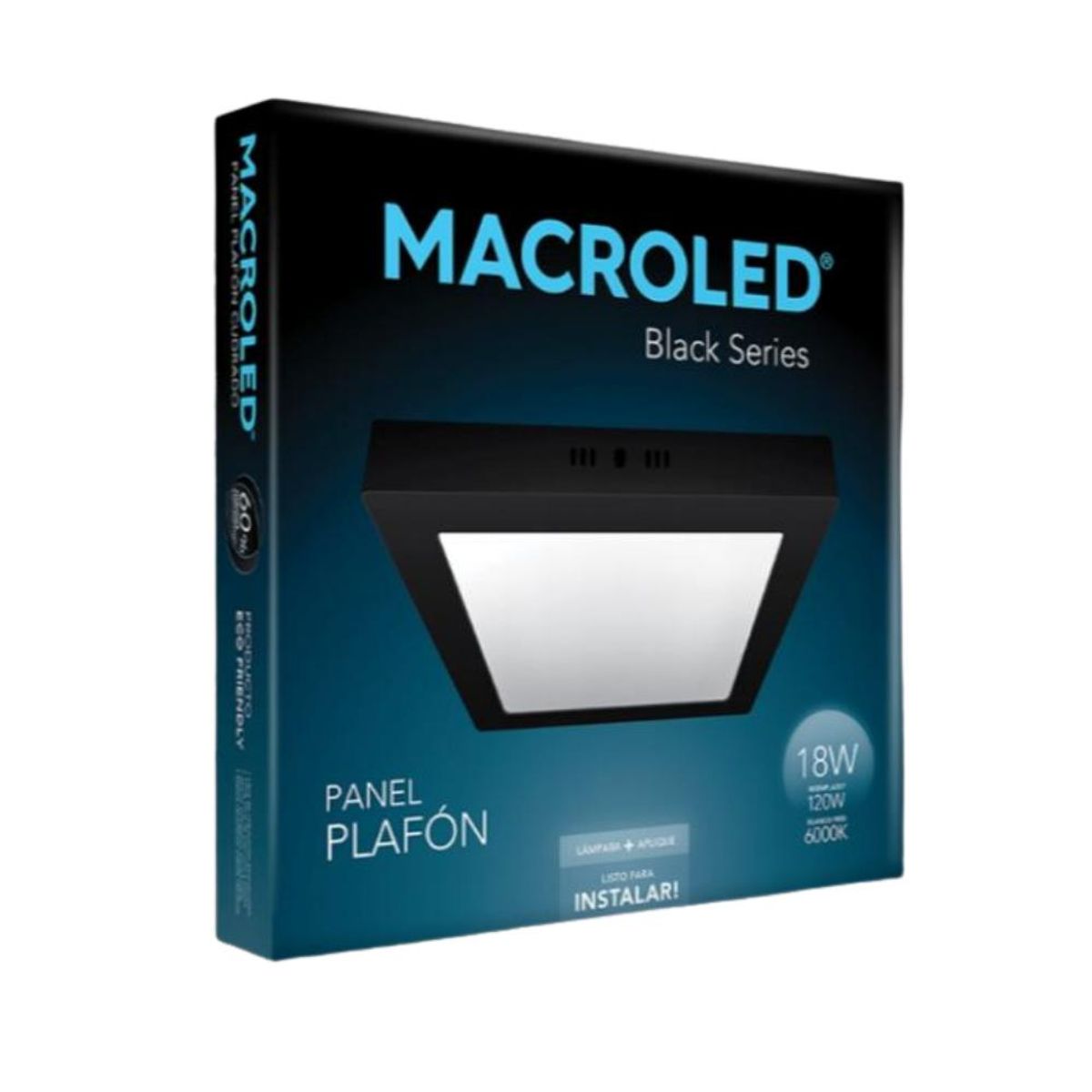 BOSCO - PLAFON PANEL LED 18W NEGRO CUADRADO 6000K - Negro