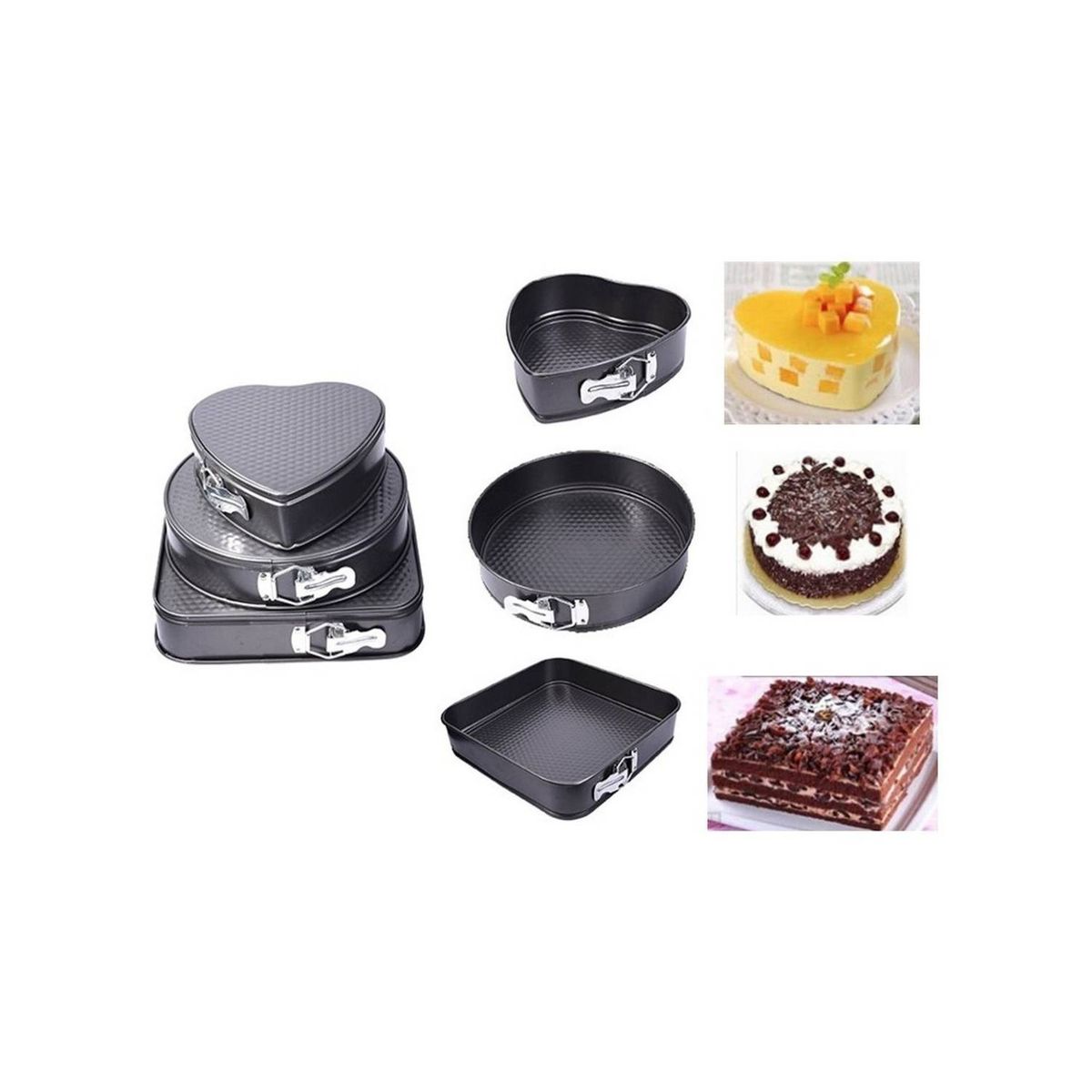 GENERICO - Set 3 Moldes Variados Repostería Queque Tortas Antiadherente