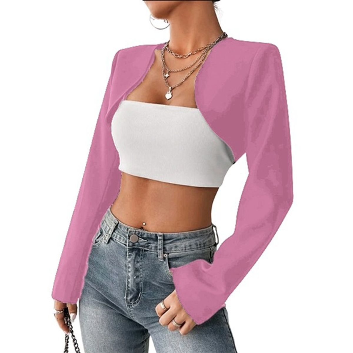 GENERICO - TAPADO BOLERO CHAL LISO MANGA LARGA T061