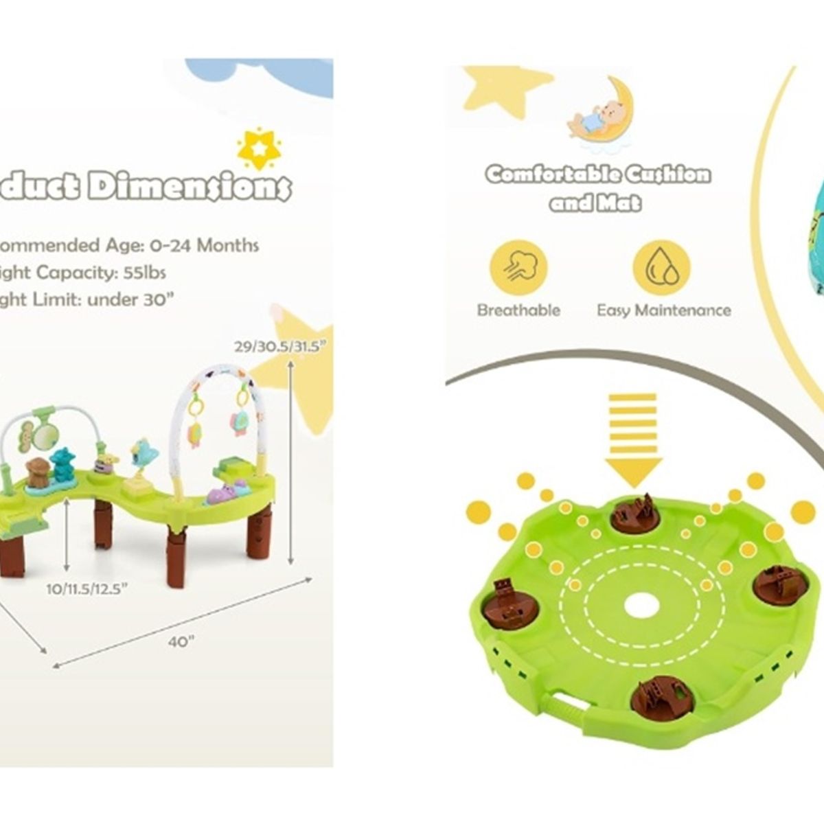 GENERICO - CENTRO DE ACTIVIDADES 3 EN 1 PARA BEBES 0 -24 MESES VERDE