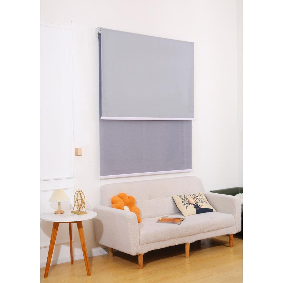 GENERICO - Cortina Roller doble visillo mas black out 160x240 gris