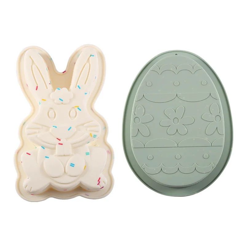 GENERICO - Pack x2 Molde Conejo De Pascua Molde Huevo De Pascua Silicona