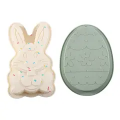 GENERICO - Pack x2 Molde Conejo De Pascua Molde Huevo De Pascua Silicona