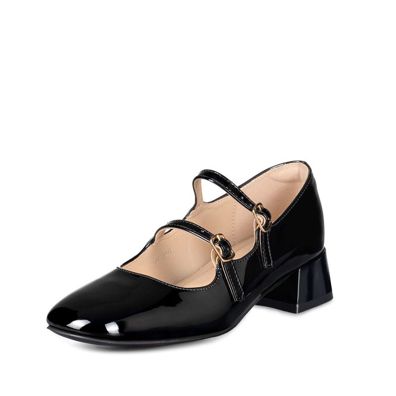 WEIDE - Zapatos Mary Jane Charol  Negro Taco Mujer Weide YL66