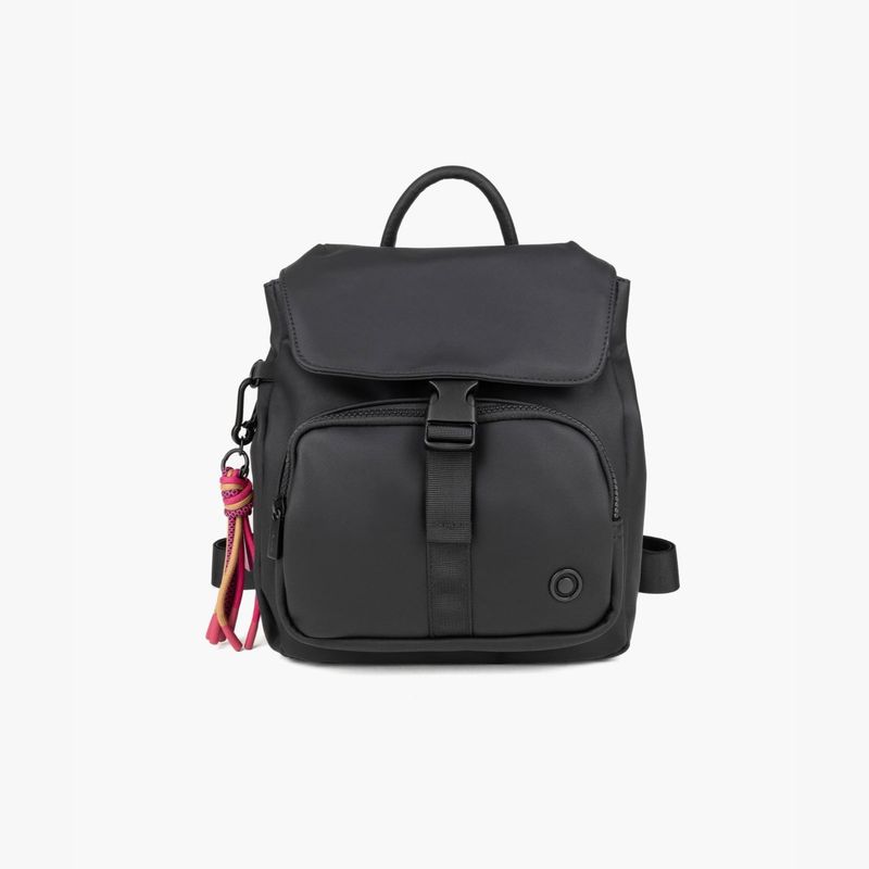 LOUNGE - Mochila Mujer Flap Llavero Negro