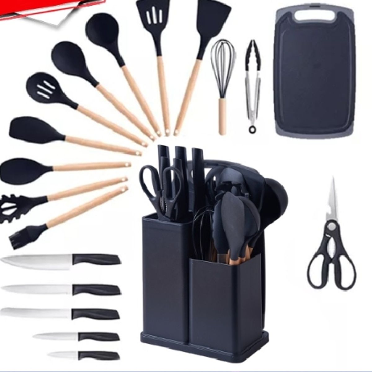 GENERICO - Set Utensilios De Cocina De Silicona 19 Pcs Colores Surtidos