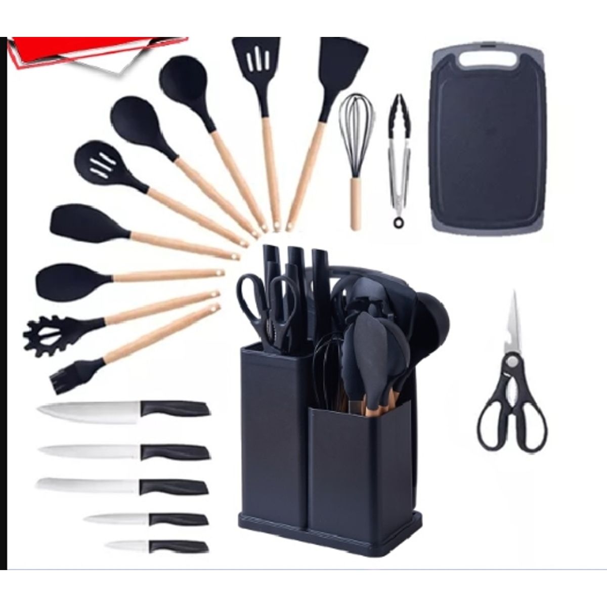 GENERICO - Set Utensilios De Cocina De Silicona 19 Pcs Colores Surtidos