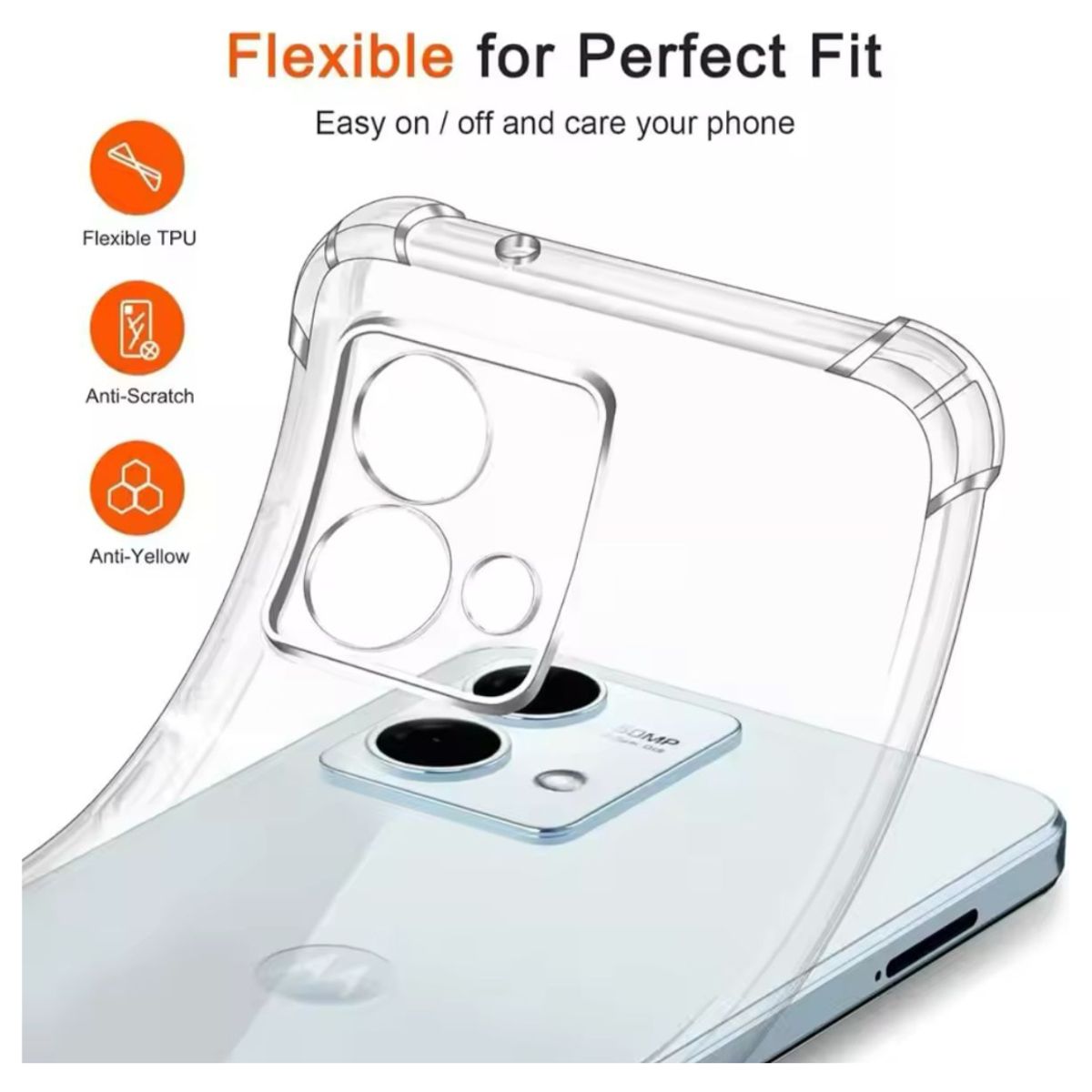 GENERICO - Carcasa Transparente Con Protección Cámara Para Motorola G84
