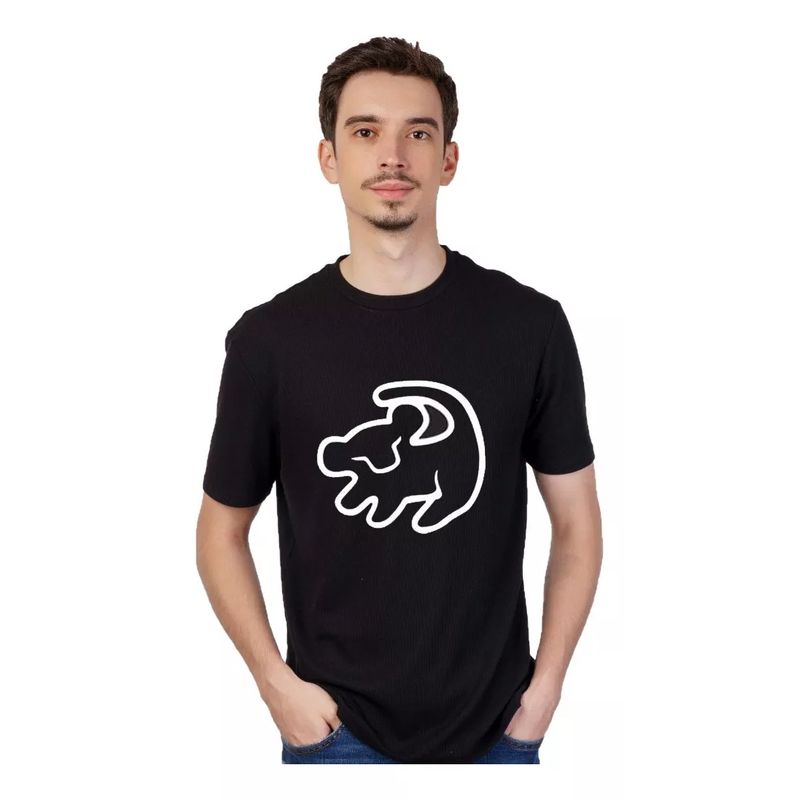 ROLY - Polera algodón Negra Cuello Redondo Simba
