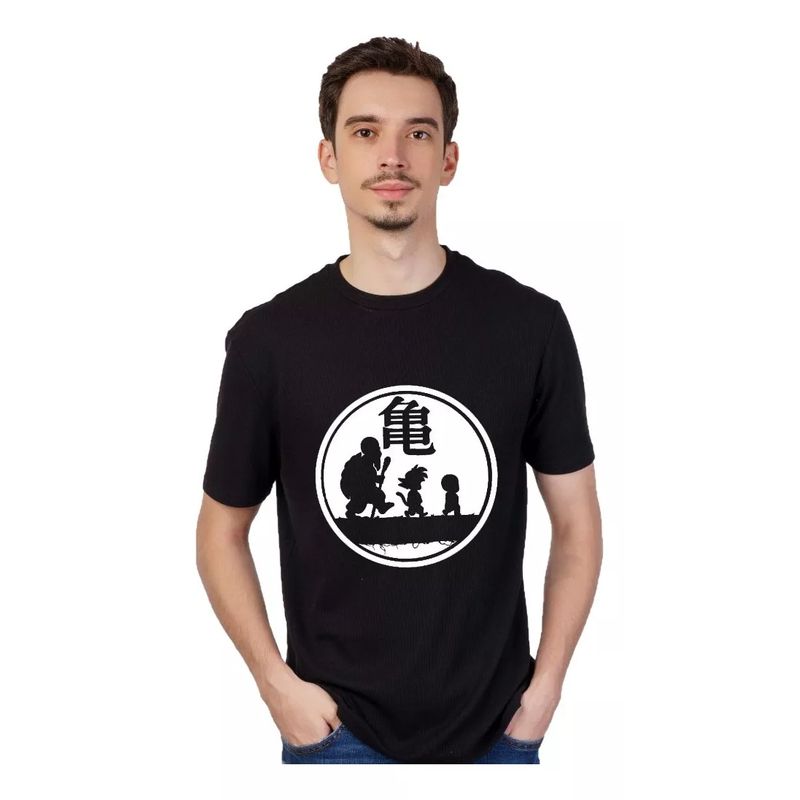 ROLY - Polera algodón Negra Cuello Redondo Dragon Ball Roshi
