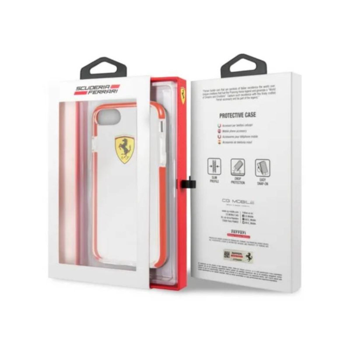 FERRARI - CARCASA FERRARI P/ IPHONE 8+ TRANSP/ROJO