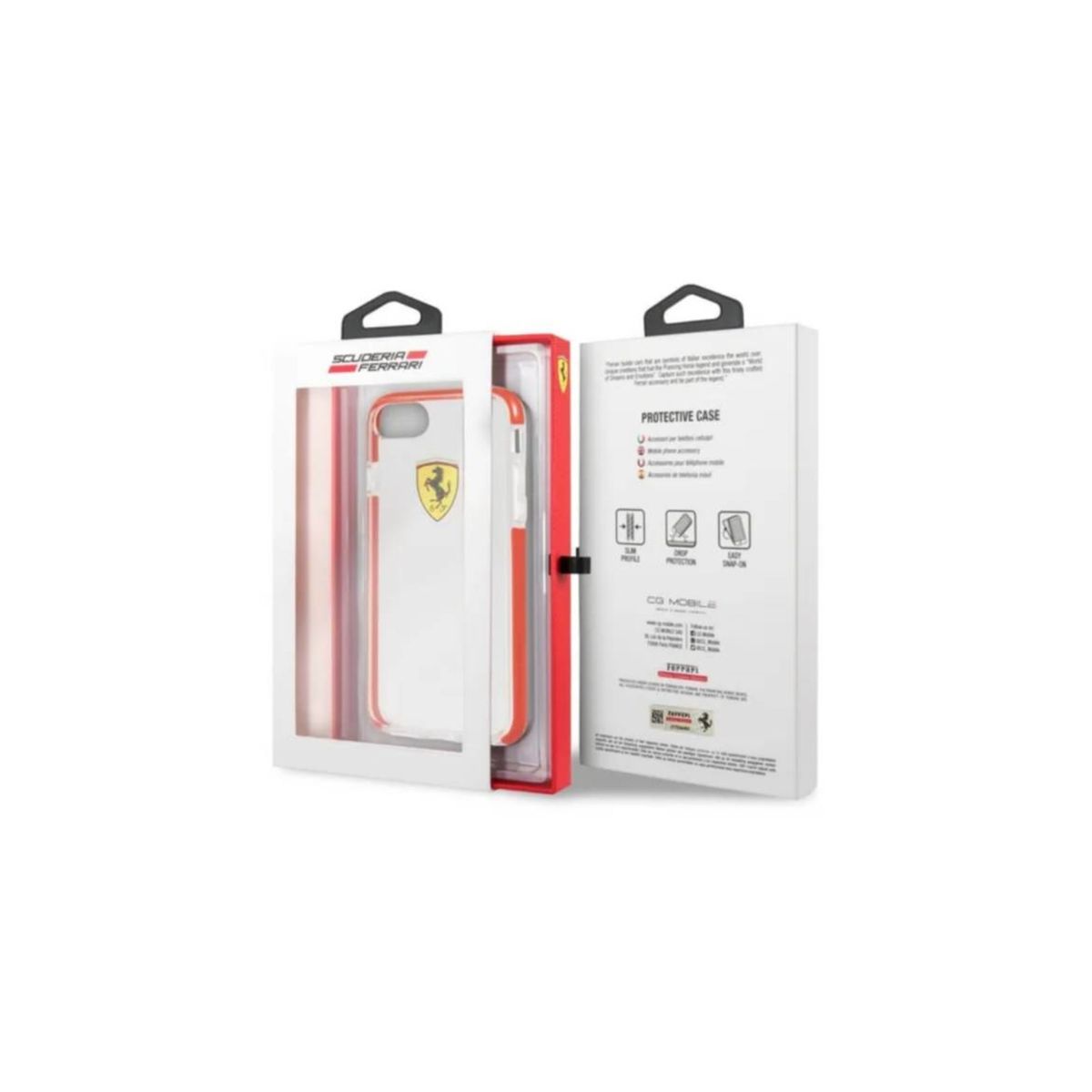 FERRARI - CARCASA FERRARI P/ IPHONE 8+ TRANSP/ROJO