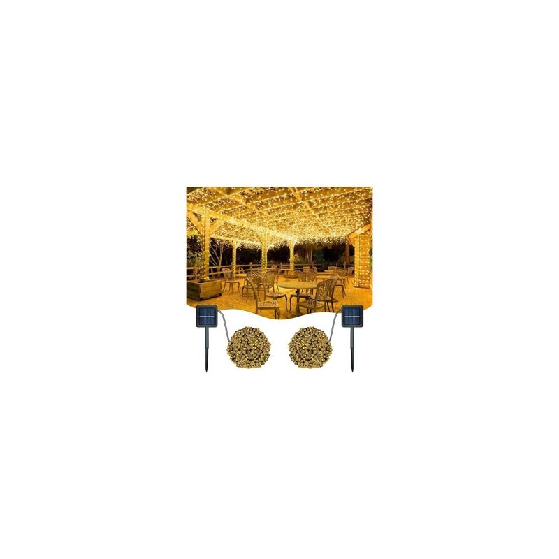 U BUY - Pack X2 Luces Solares Navidad 10 Metros 100 Led  Calida