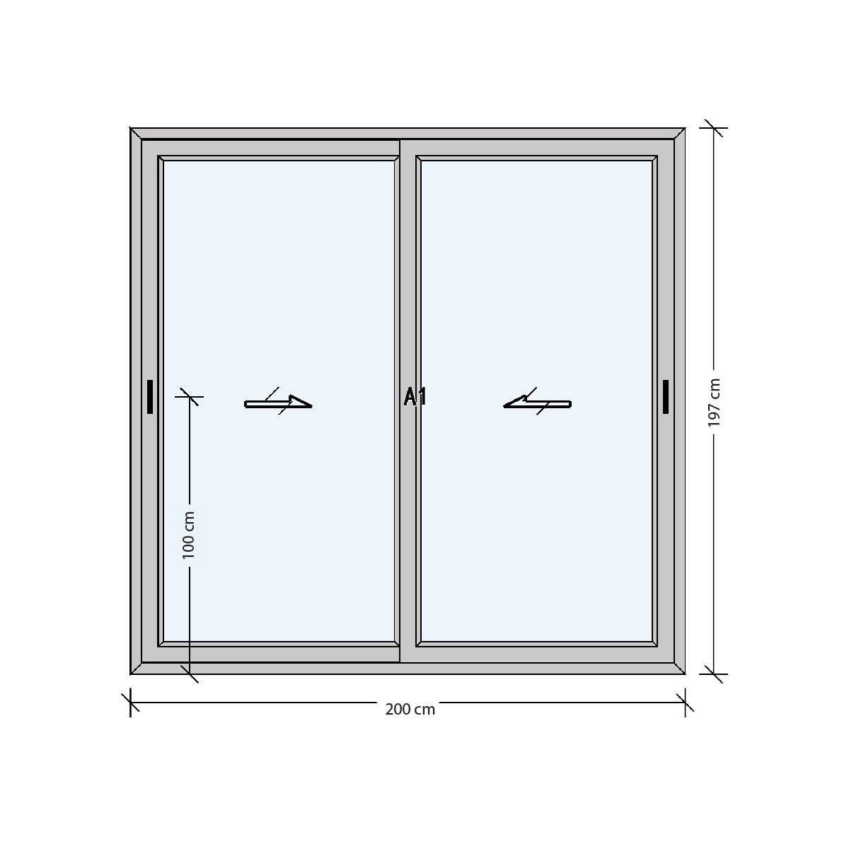 GIOVACCHINO - Ventanal Termopanel Aluminio 200 x 197 cm Alta Gama Moldura Ambos Lados