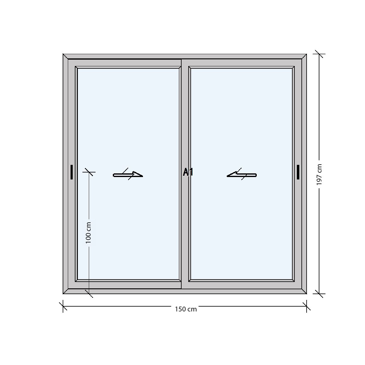 GIOVACCHINO - Ventanal Termopanel Aluminio 150 x 197 cm Alta Gama Moldura Ambos Lados