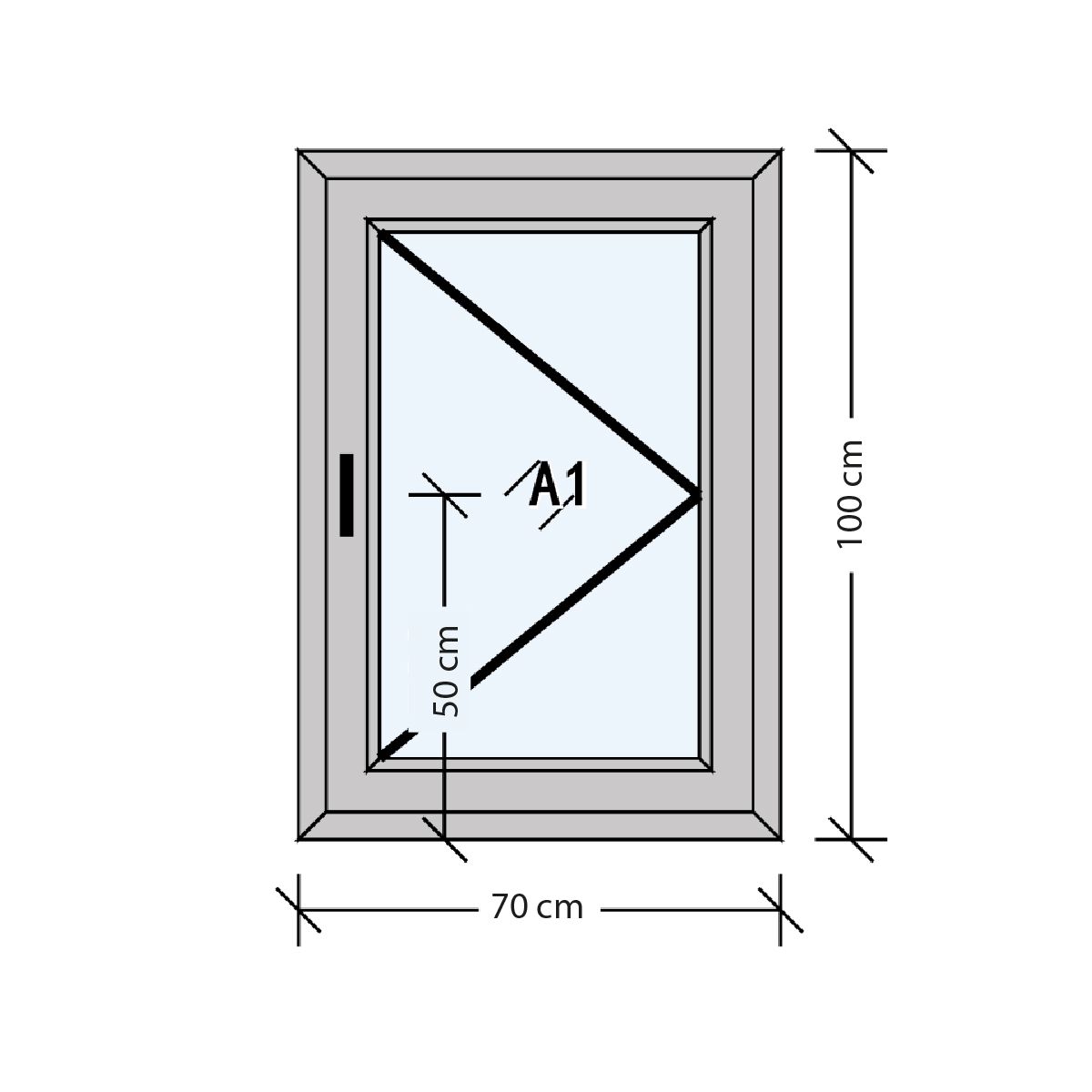 GIOVACCHINO - Ventana Baño Termopanel-Aluminio 70 x 100 cm Alta Gama Moldura Ambos Lados