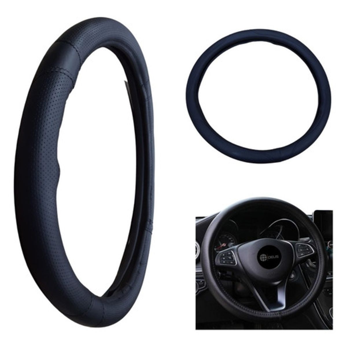 GENERICO - Forro Cubre Volante Deportivo Eco Cuero Auto Universal