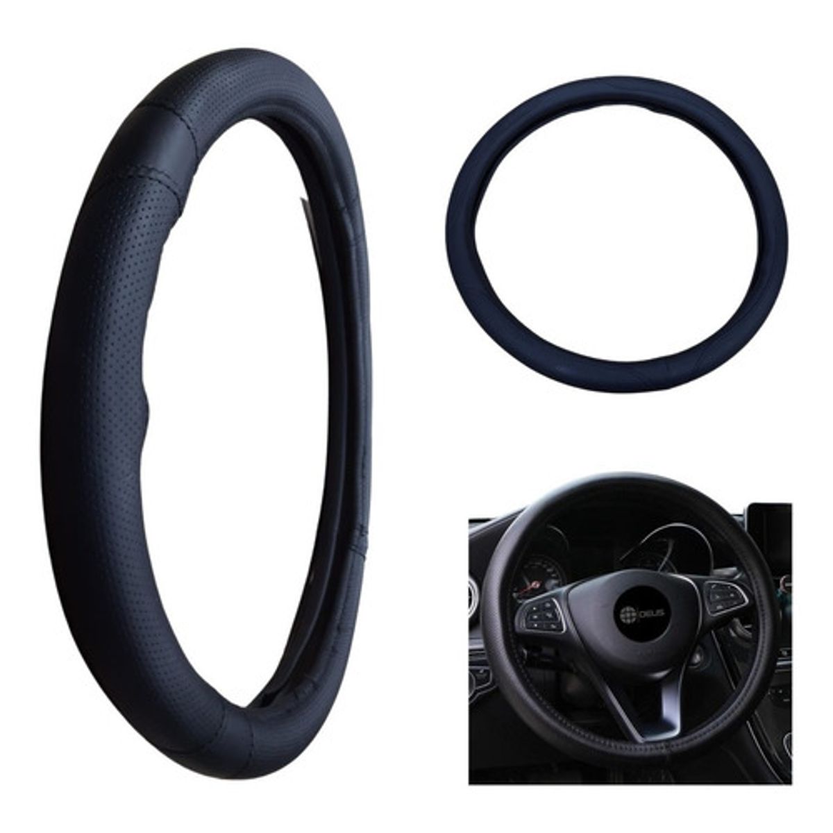 GENERICO - Forro Cubre Volante Deportivo Eco Cuero Auto Universal