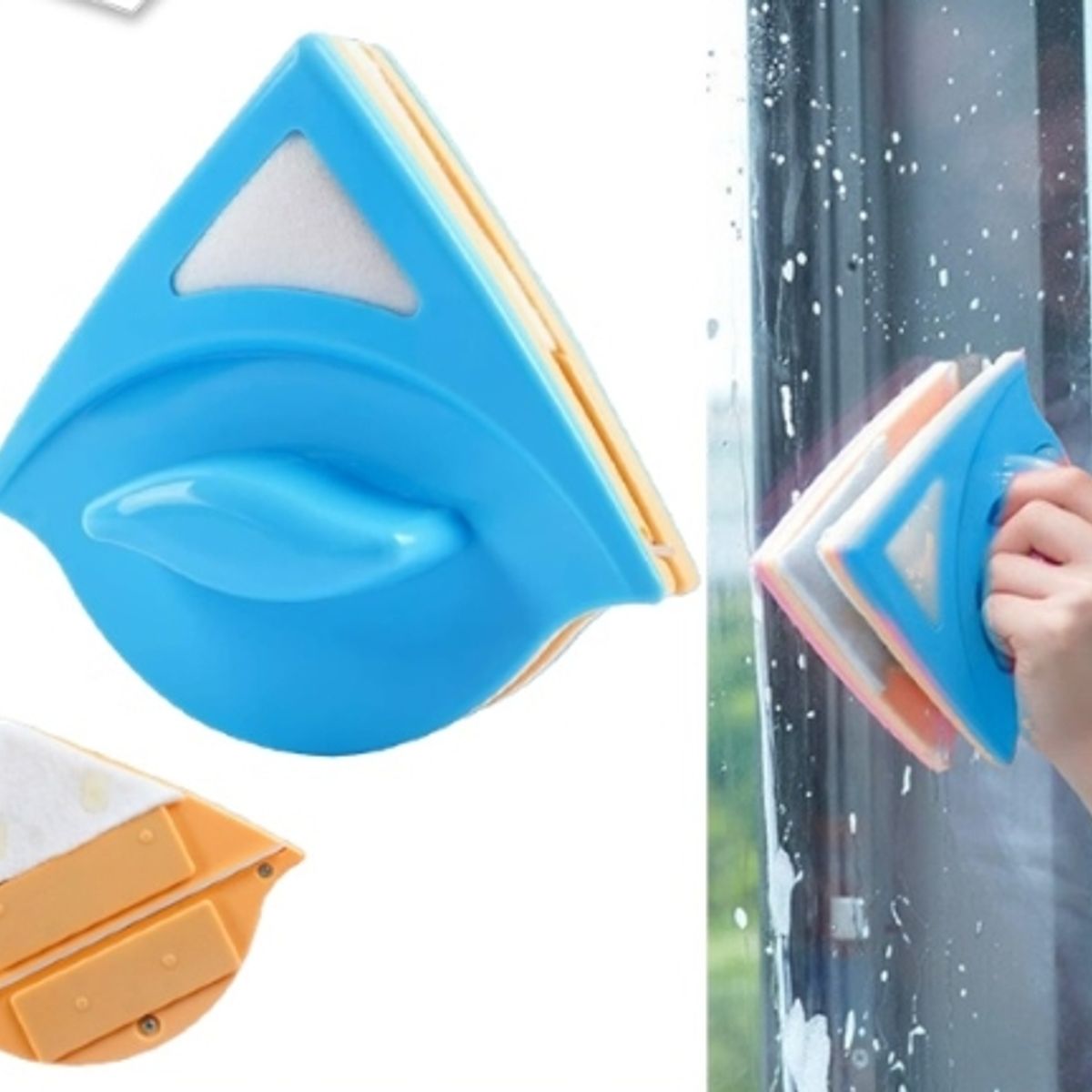 GENERICO - Limpia Vidrios Magnetico Doble Triangular Mide 13cm