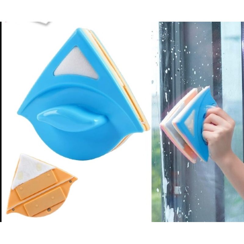 GENERICO - Limpia Vidrios Magnetico Doble Triangular Mide 13cm