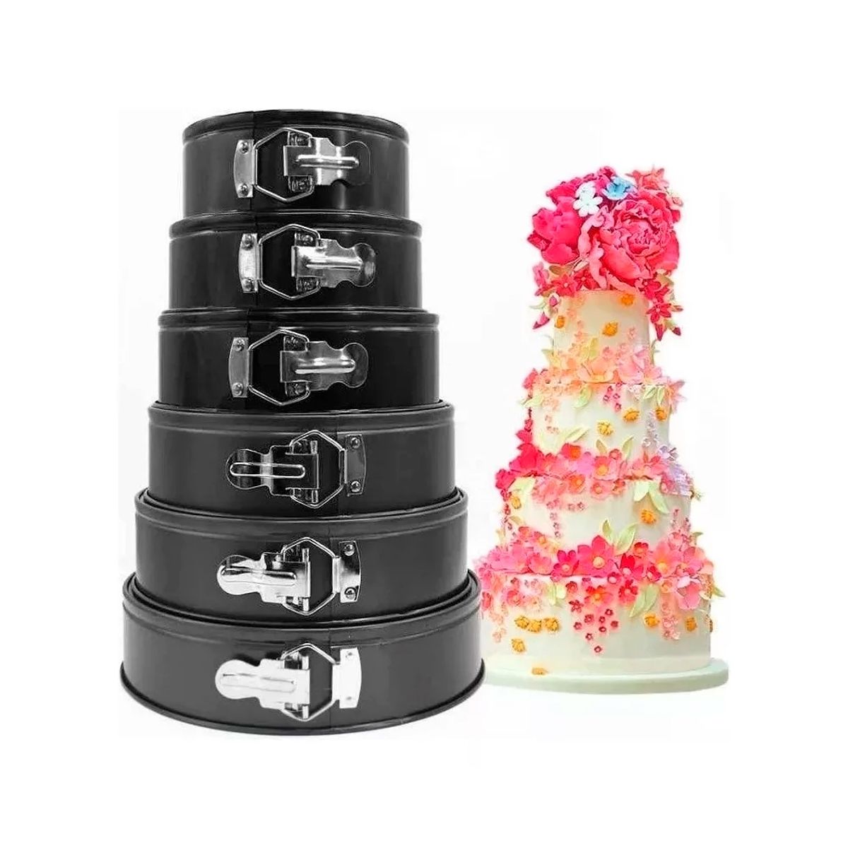 IRM - 6 Moldes Redondos Antiadherentes Teflón Reposteria Tortas Xl