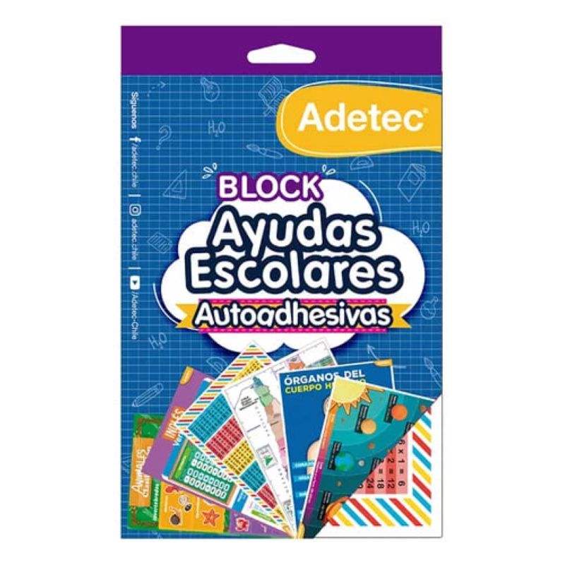 ADETEC - Block De Stickers Mix Ayudas Escolares Adetec 6 h Stickers