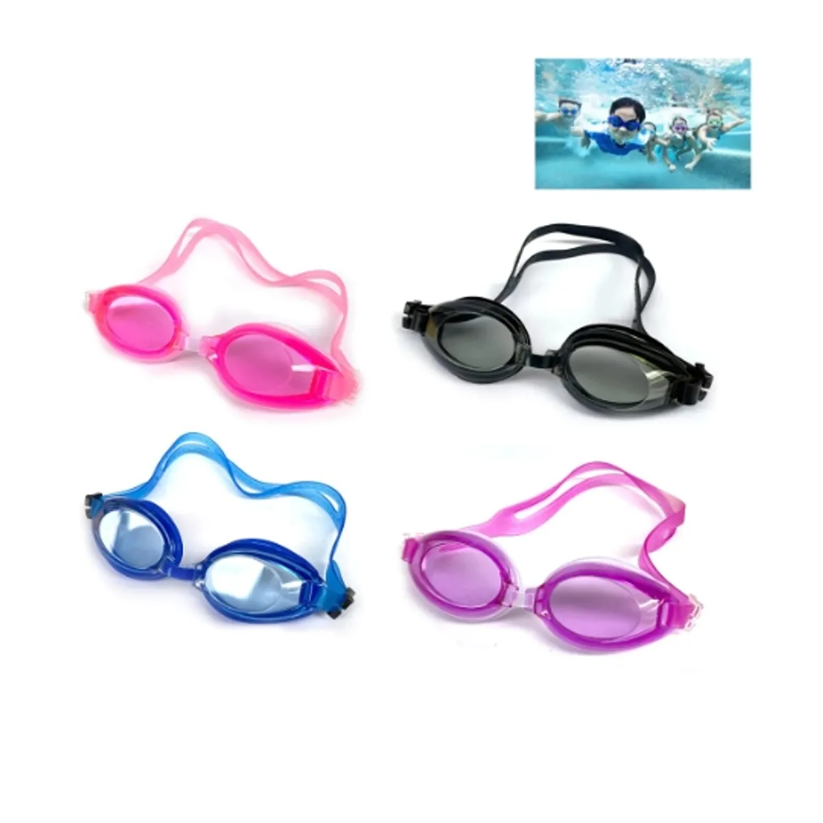GENERICO - Lentes De Natacion Silicona Colores Surtidos 12 Unid