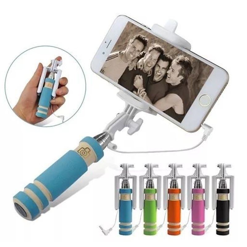 GENERICO - Palo selfie mini baston para celular, alto 48cm [ rosa ]  [T199]