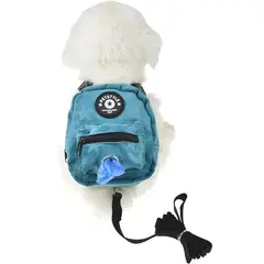COREJOY - Arnés de mochila para perros con correa azul-S