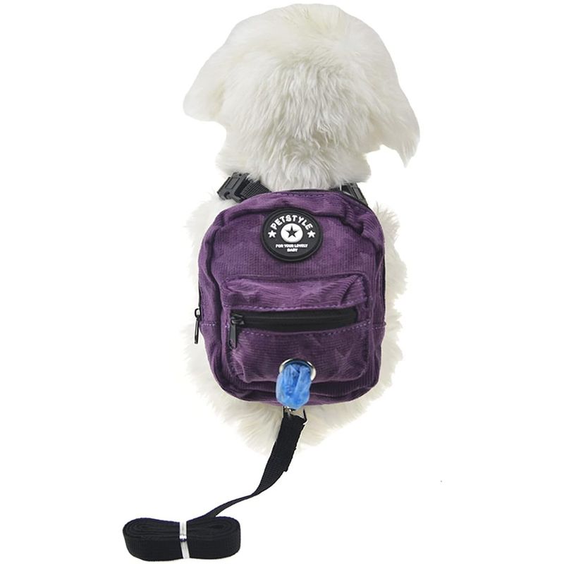 COREJOY - Arnés de mochila para perros con correa púrpura-S