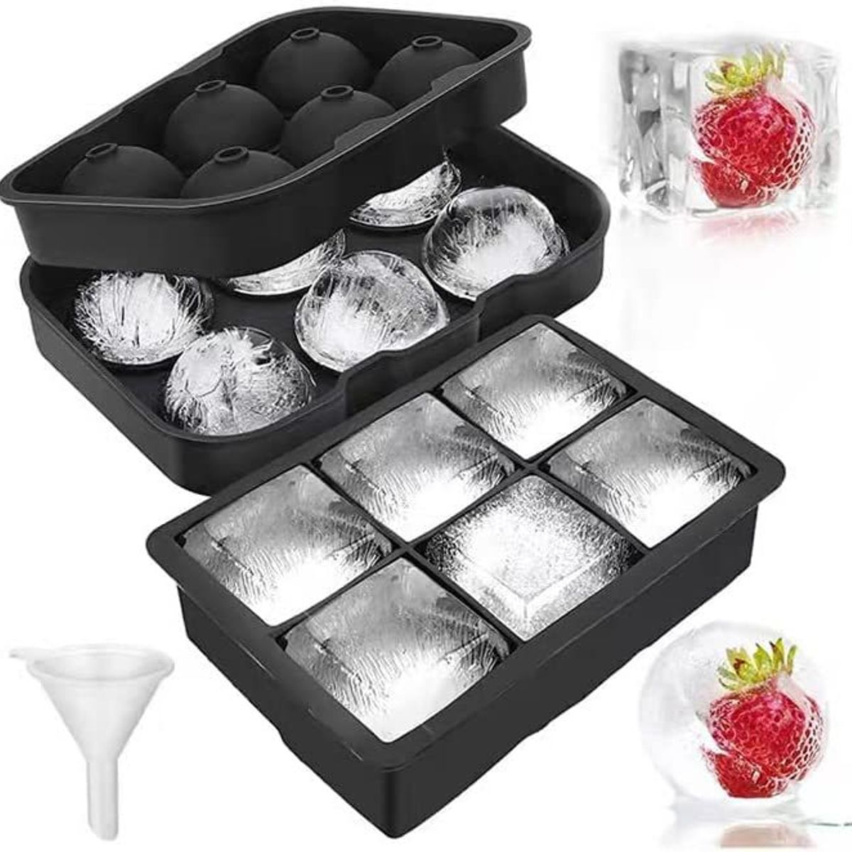 KUANGYE - Cubeta De Hielo Silicona Whisky Tragos Coctel 2 Formas