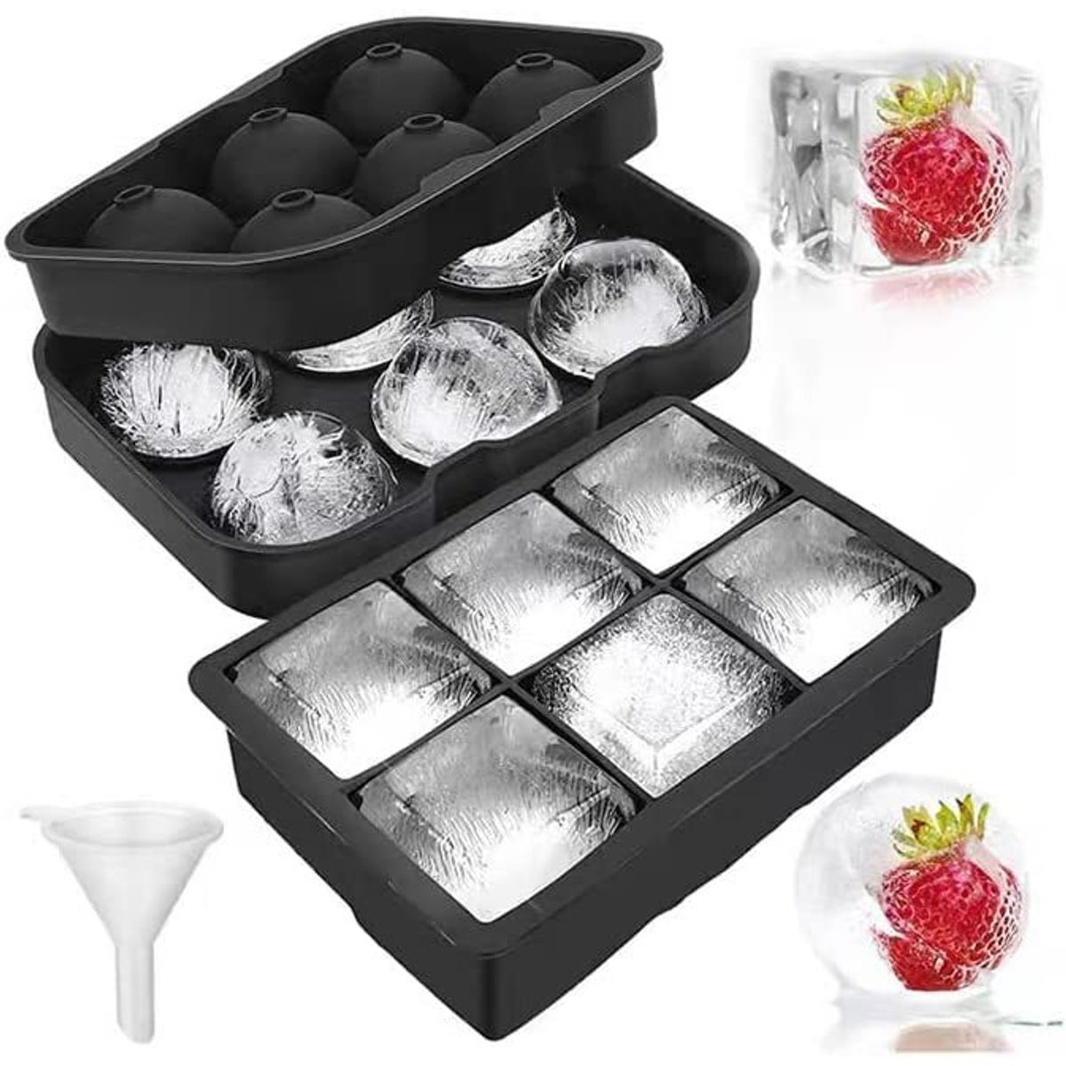 KUANGYE - Cubeta De Hielo Silicona Whisky Tragos Coctel 2 Formas