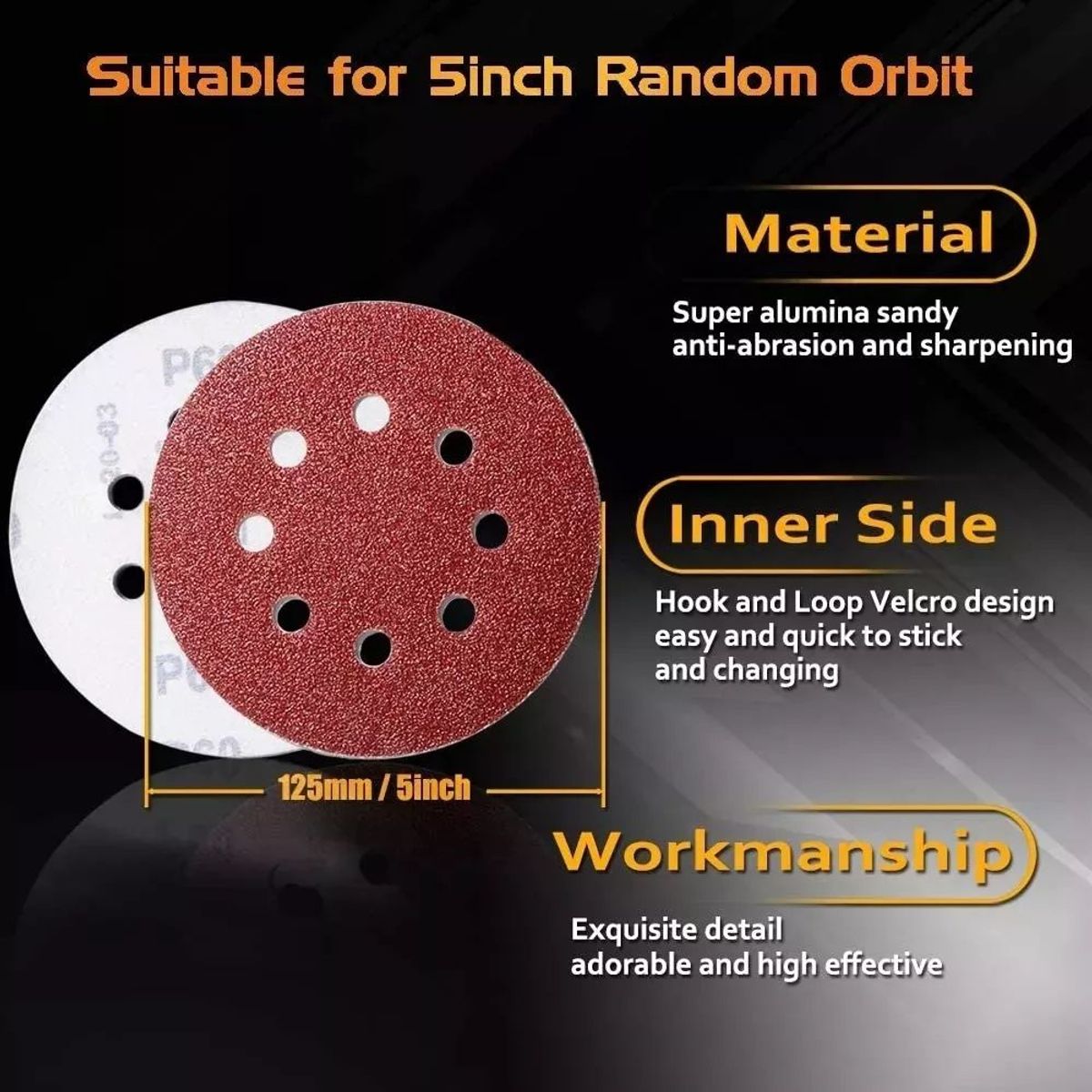 KUANGYE - Set De 50 Lijas Velcro Con 8 Orificios 125mm 5 Pulgadas