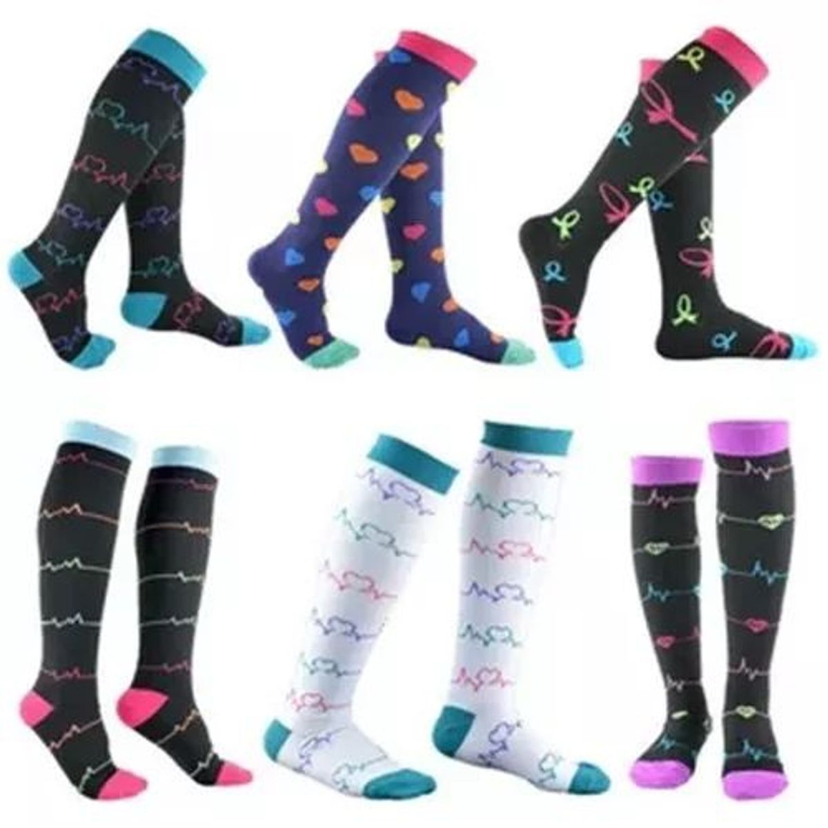 KUANGYE - X6 Calcetines De Compresión Diseños Estampados L-xl36-41