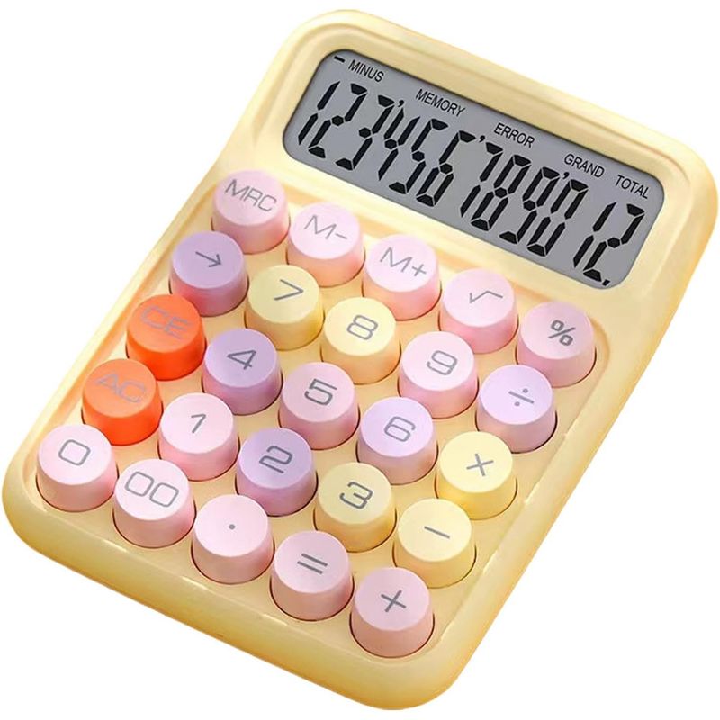 EVERSO - Calculadora Escritorio Oficina Grande 12 Digitos Amarillo
