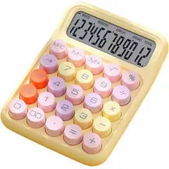 EVERSO - Calculadora Escritorio Oficina Grande 12 Digitos Amarillo