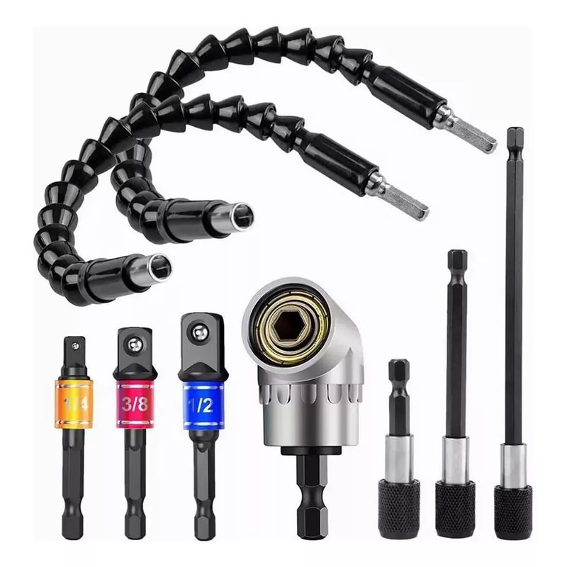 KUANGYE - 9pcs Extension Flexible Atornillador Dado Angulo Herramienta