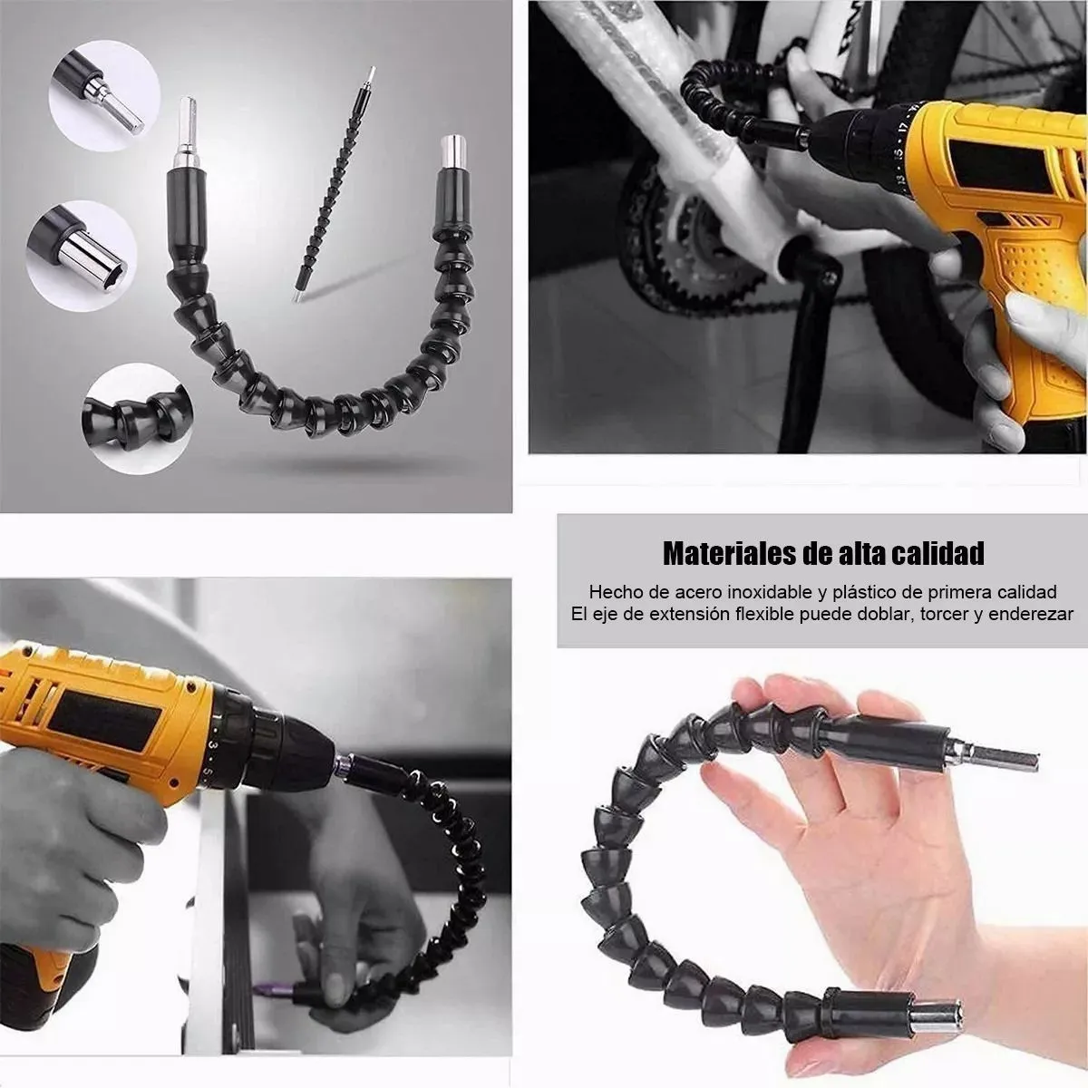 KUANGYE - 9pcs Extension Flexible Atornillador Dado Angulo Herramienta