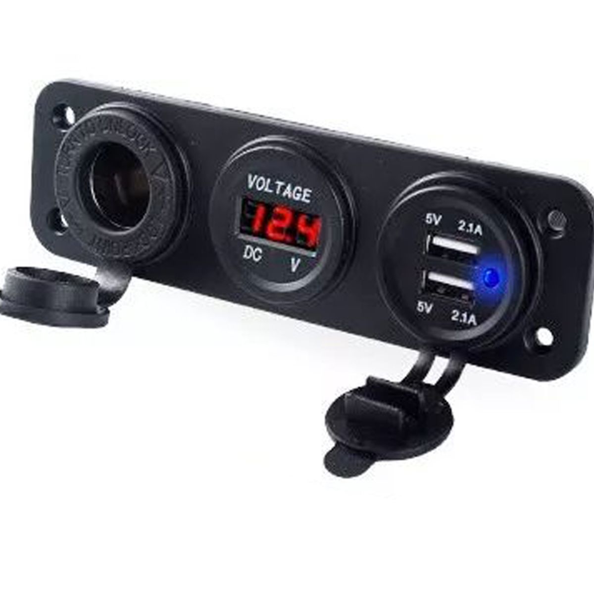 KUANGYE - Usb Dual Cargador Encendedor  Voltímetro Empotrado Autos