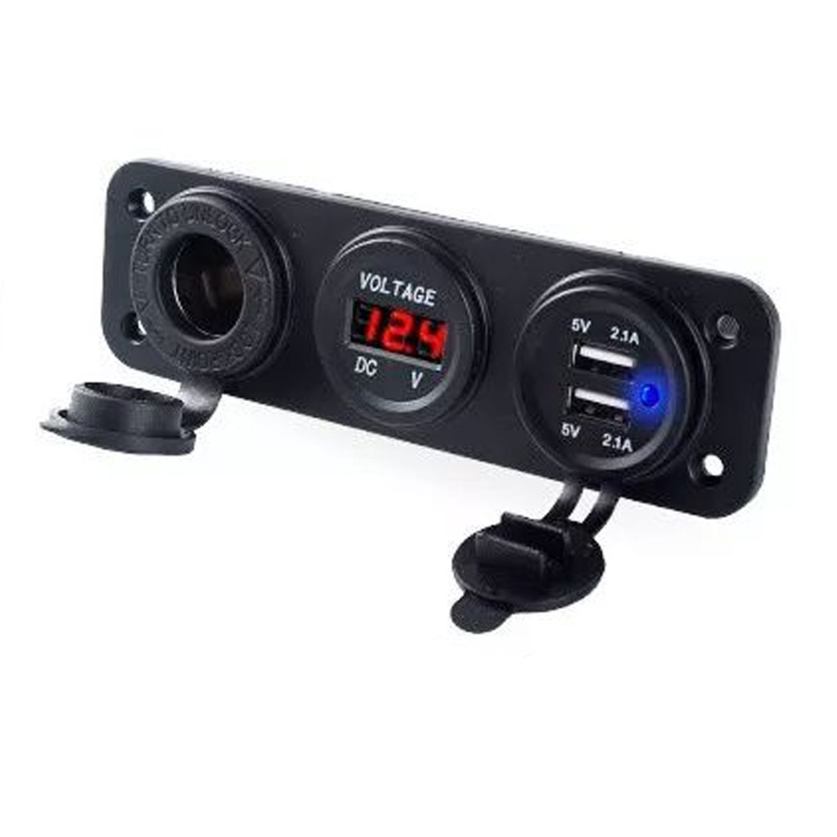KUANGYE - Usb Dual Cargador Encendedor  Voltímetro Empotrado Autos