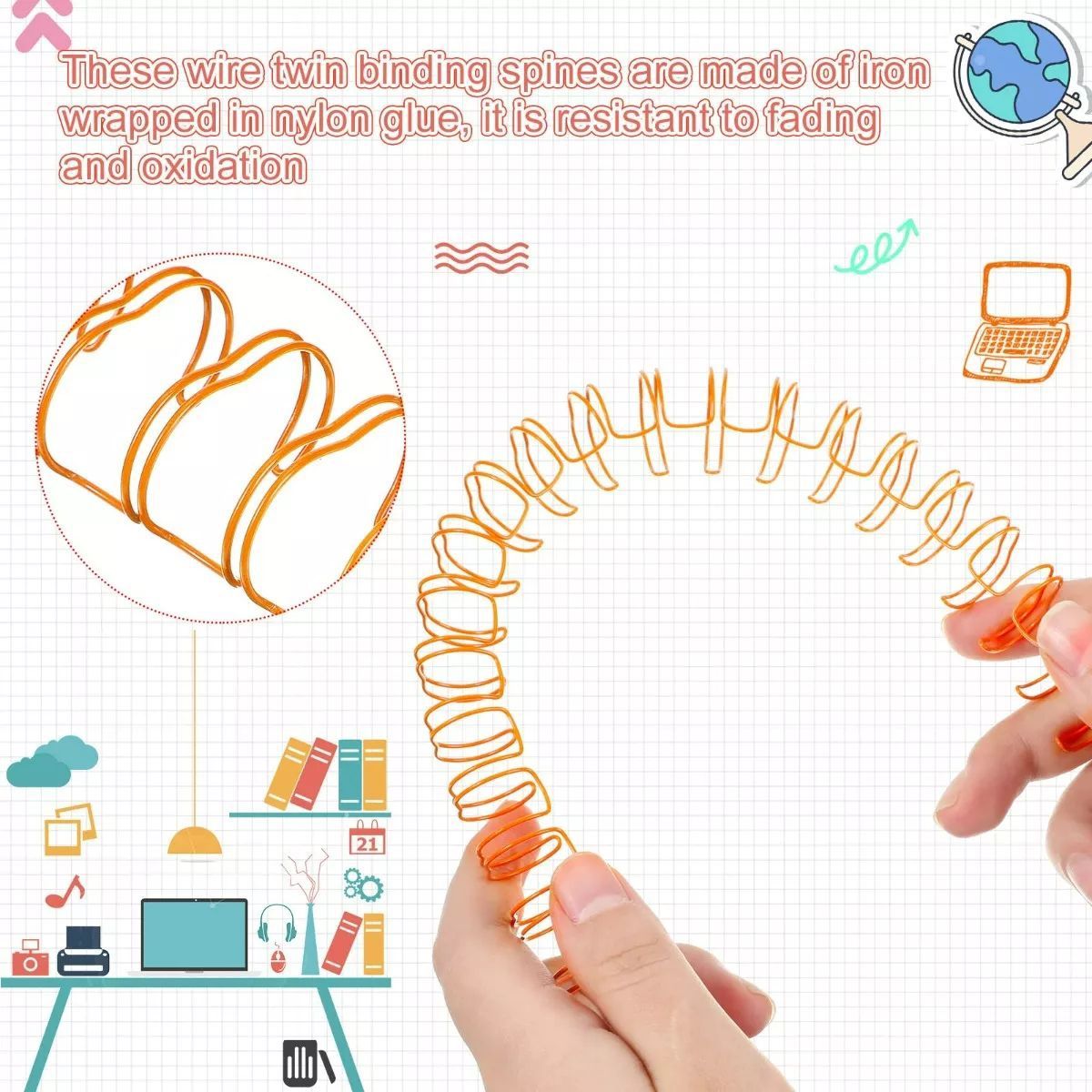 KUANGYE - Mix Colores Espirales Metálicos 19mm 78 Doble Cero