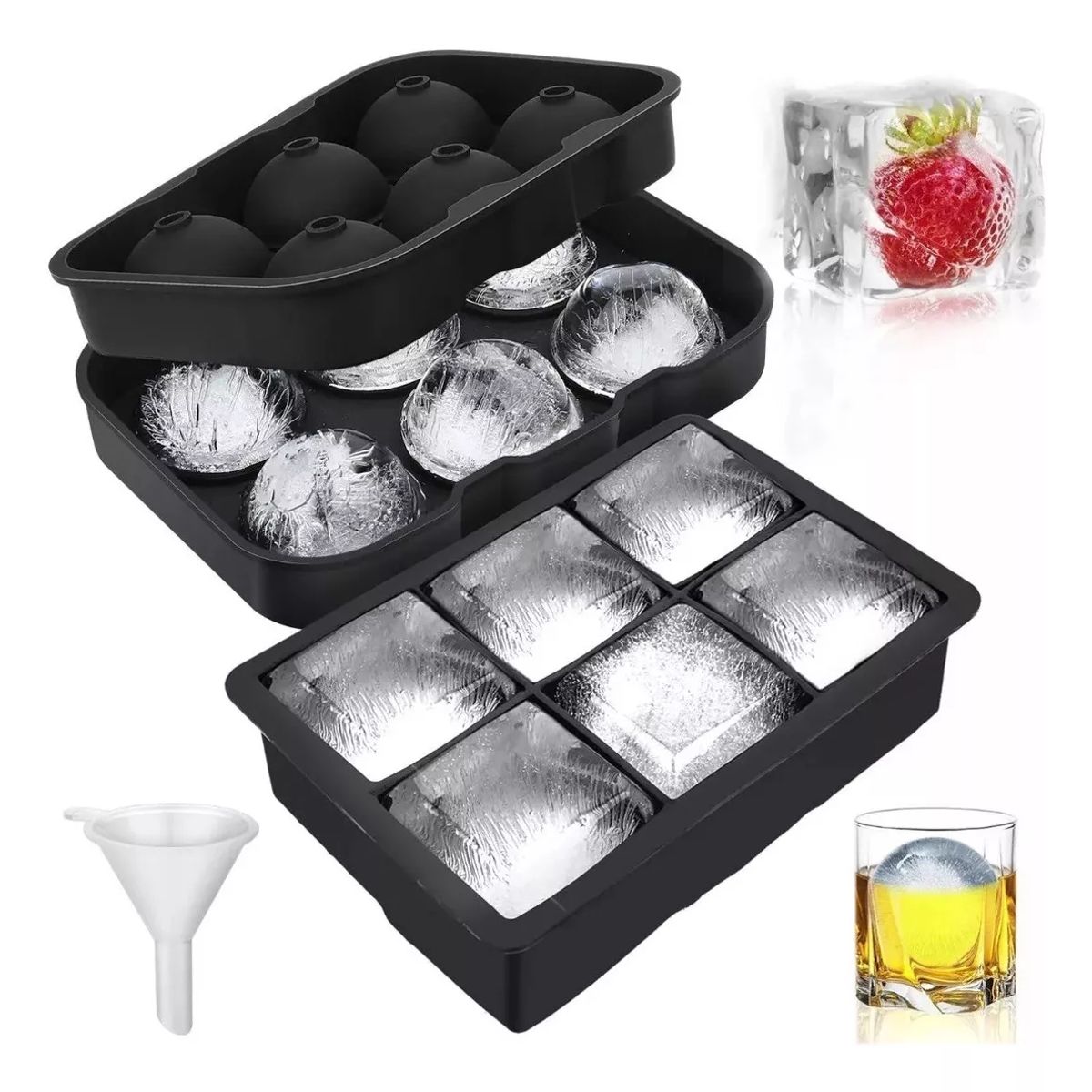 KUANGYE - Cubeta De Hielo Silicona Whisky Tragos Coctel 2 Formas