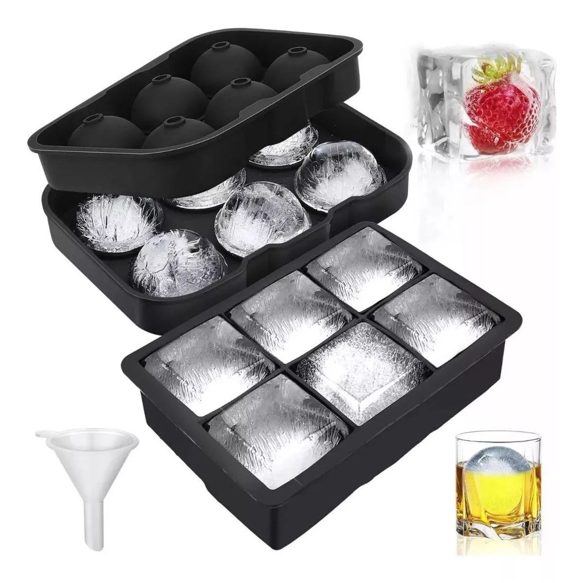 KUANGYE - Cubeta De Hielo Silicona Whisky Tragos Coctel 2 Formas