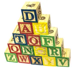 GENERICO - Cubo 15 Piezas Madera Letras Números