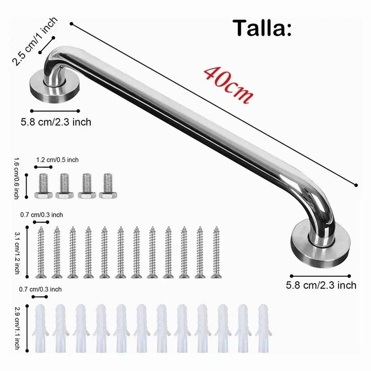 KUANGYE - 2 x Barra De Seguridad Para Baño 40 cm