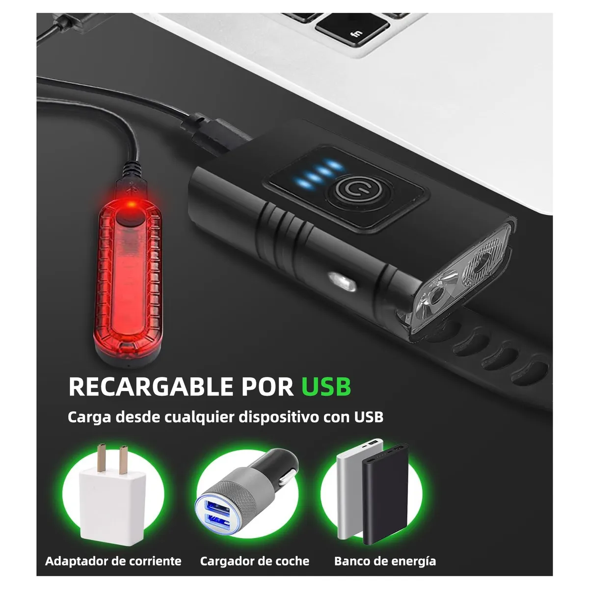 LELOX - Luz Delantera Luz Tracera para bicicleta Recargable Roja