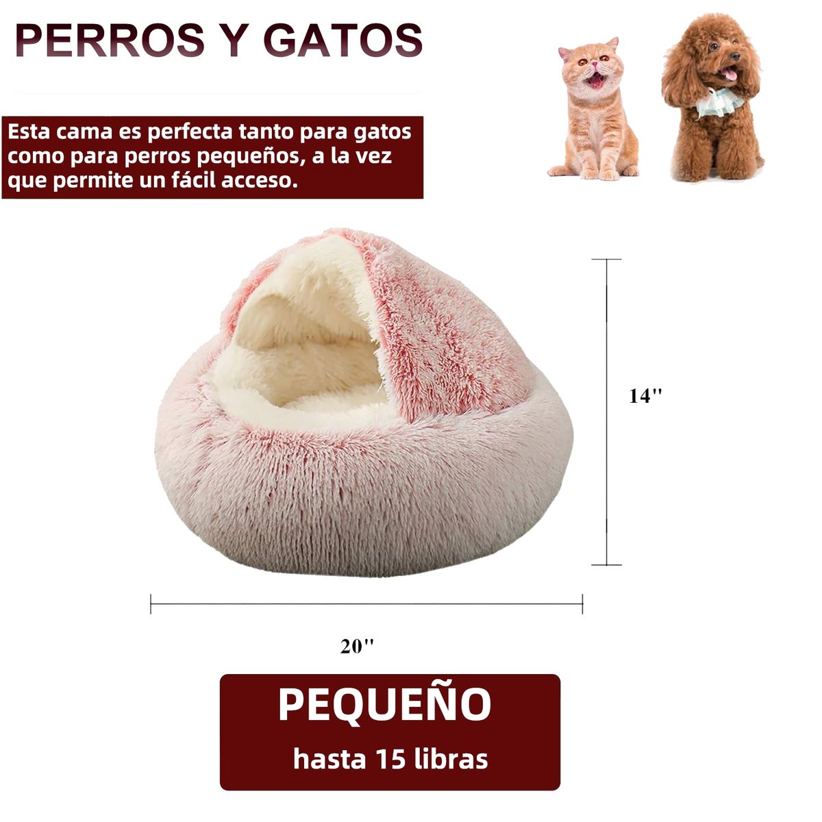 LELOX - Lavables Cama Redonda Felpa Para Mascota Perro Y Gato