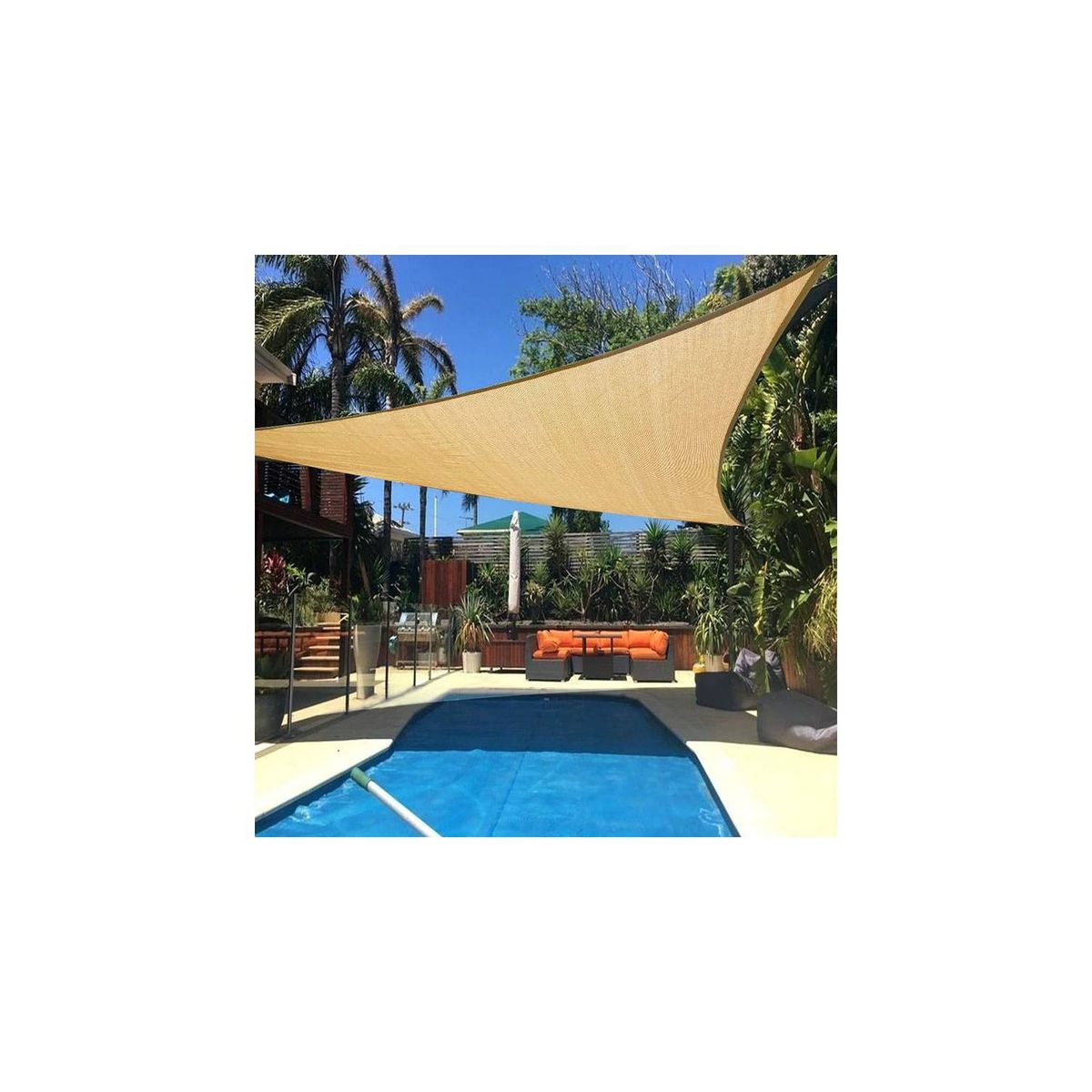 GENERICO - Lona Toldo Vela Sombra Triangular 6.1 x 6.1 x 6.1Anti Uv Calidad premium