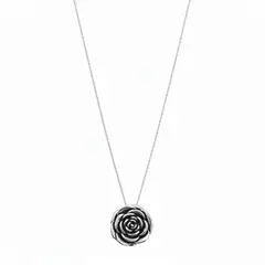 JOYAS MYTOKE - Collar Mujer Rosa Grande Tourbillon Plata Envejecida 925