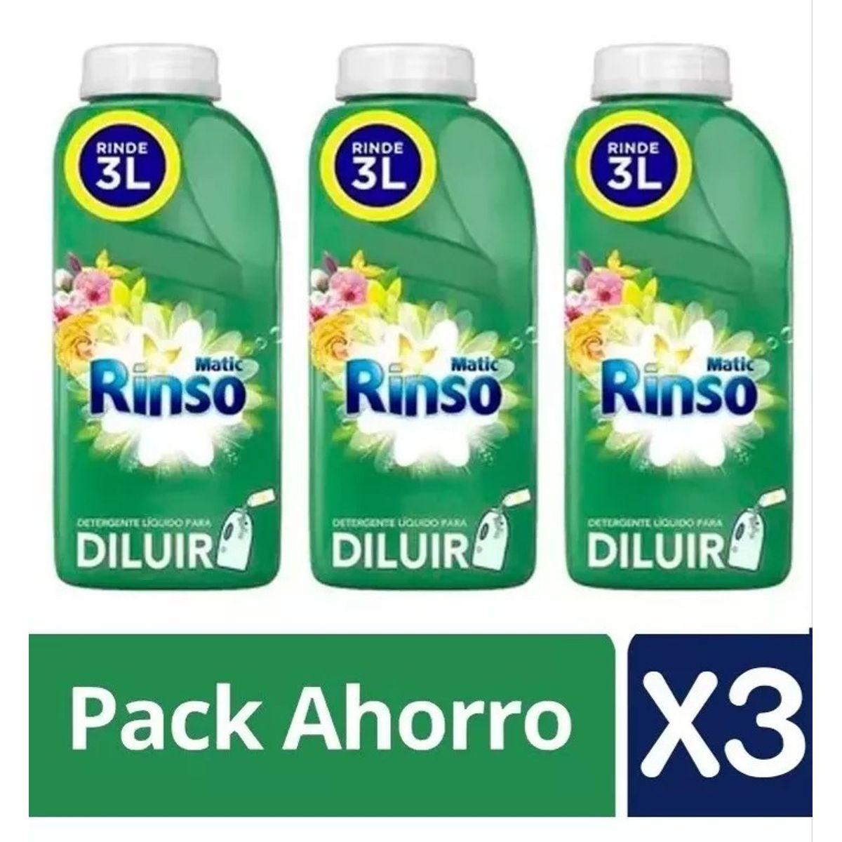 GENERICO - Pack 3 Rinso Para Diluir Detergente Líquido 500ml Rinde 3lt